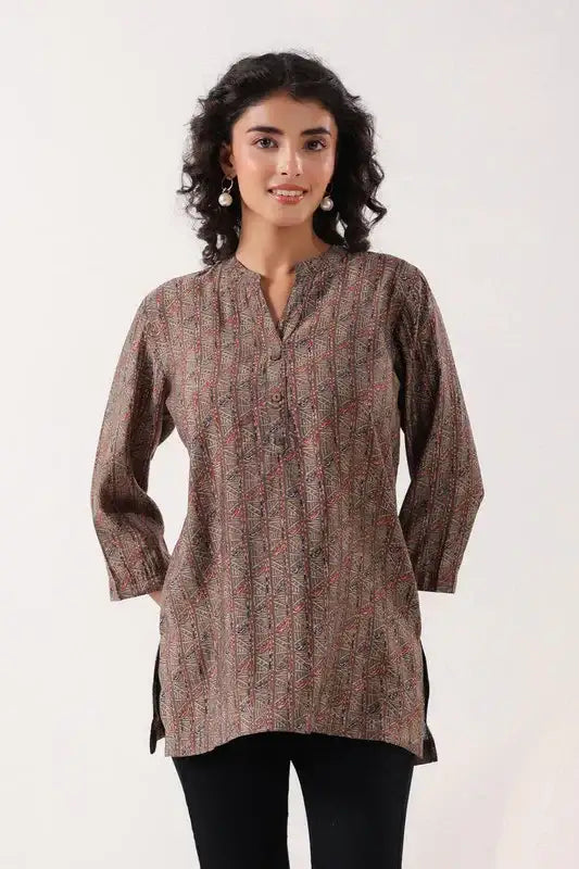 Minimalist Ethnic Brown Top