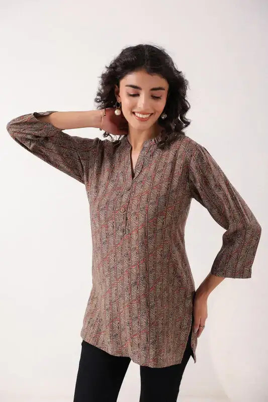 Minimalist Ethnic Brown Top