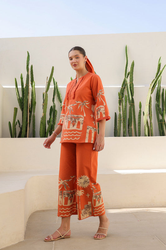 Sun-Kissed Tropical Mist Cotton Co-ord Set