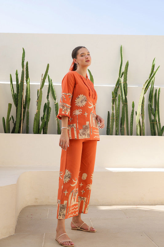 Sun-Kissed Tropical Mist Cotton Co-ord Set