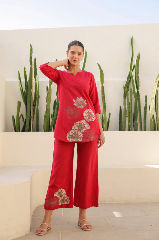 Scarlet Embroidery Cotton Flex Co-ord Set