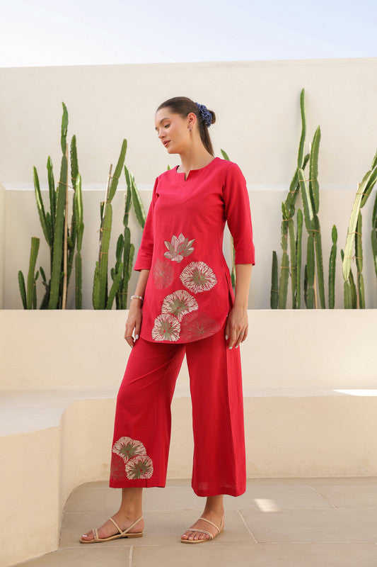 Scarlet Embroidery Cotton Flex Co-ord Set