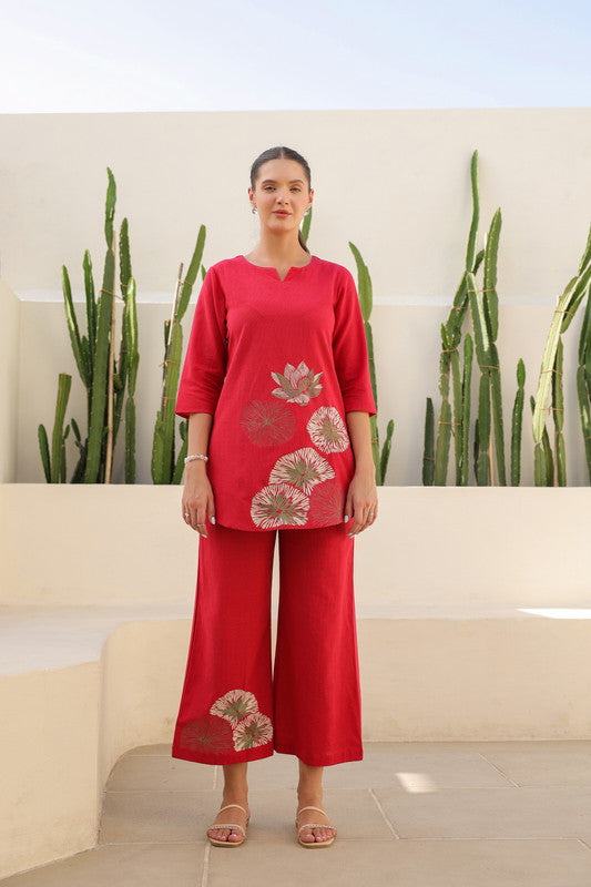 Scarlet Embroidery Cotton Flex Co-ord Set