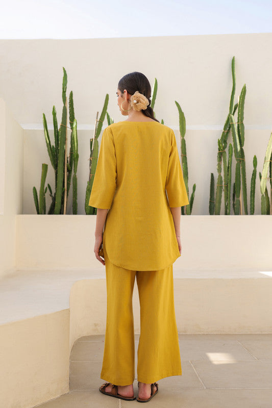Canary Yellow Flora Cotton Flex Co-ord Set
