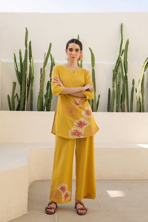 Canary Yellow Flora Cotton Flex Co-ord Set