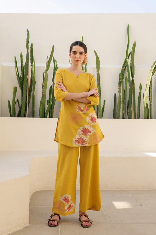 Canary Yellow Flora Cotton Flex Co-ord Set