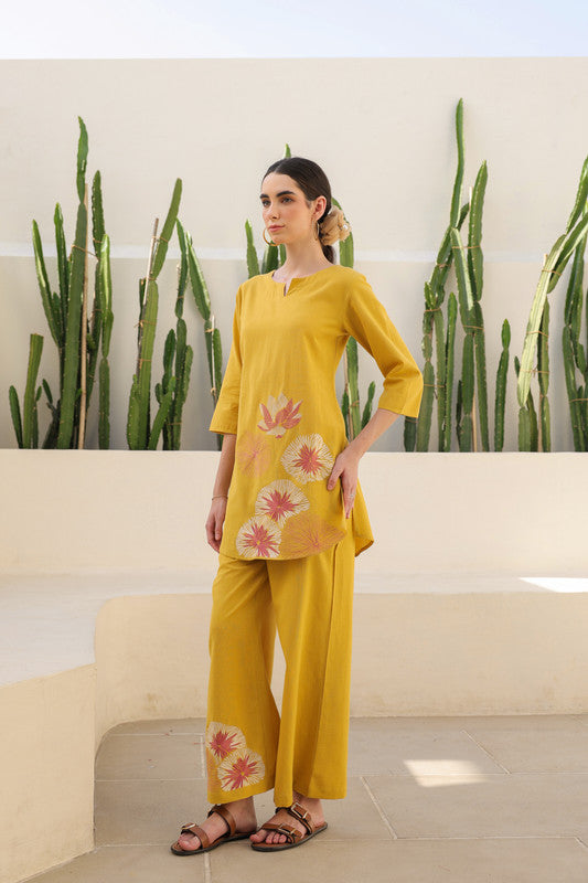 Canary Yellow Flora Cotton Flex Co-ord Set