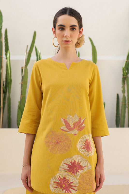 Canary Yellow Flora Cotton Flex Co-ord Set
