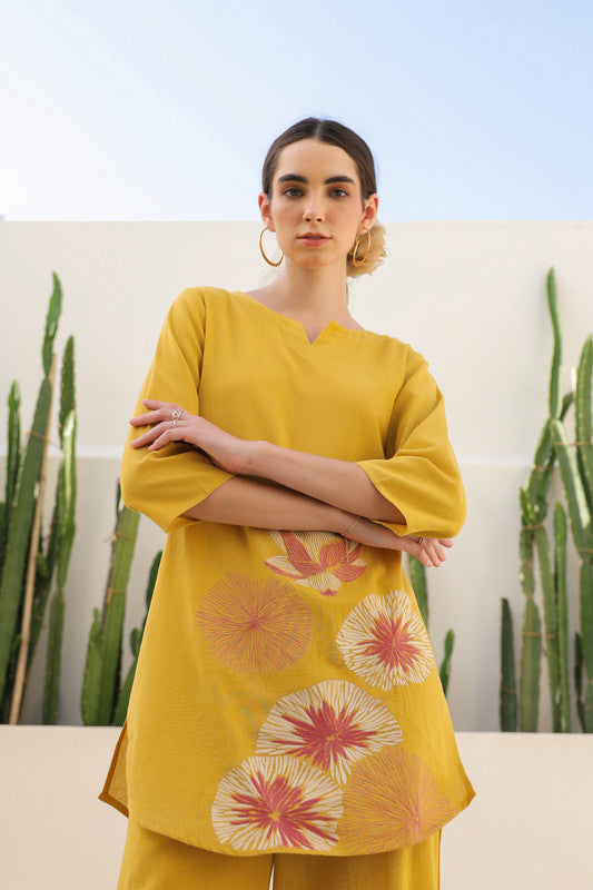 Canary Yellow Flora Cotton Flex Co-ord Set