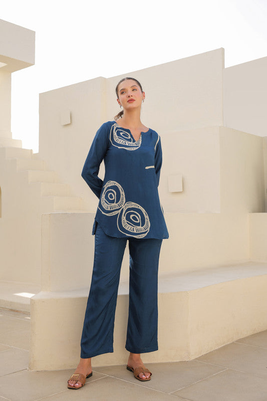 Daydream Blue Abstract Russian Co-ord Set