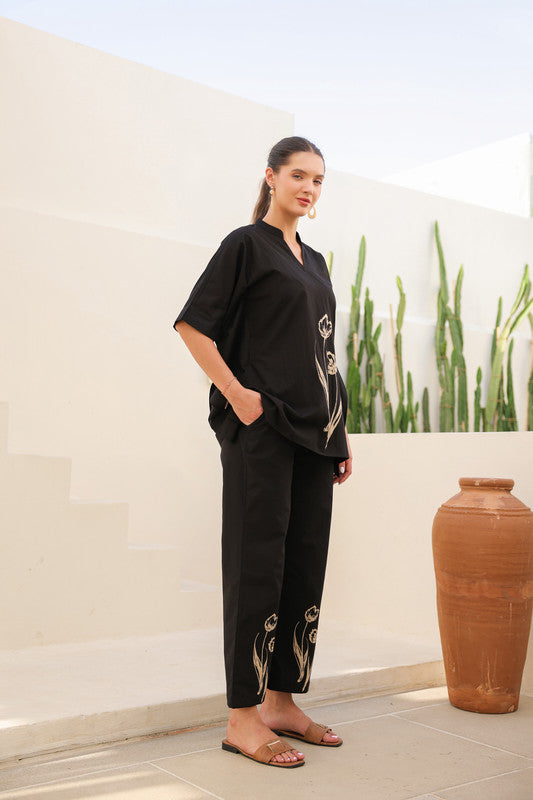 Blushing Black Tulip Cotton Co-ord Set