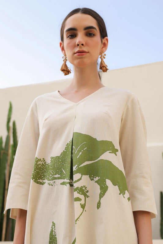 Floral Moss Olive Cotton Flex Co-ord Set