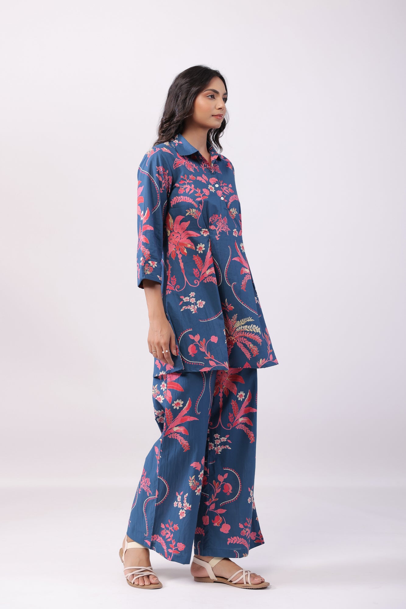 Sapphire Flora Blue Cotton Co-ord Set