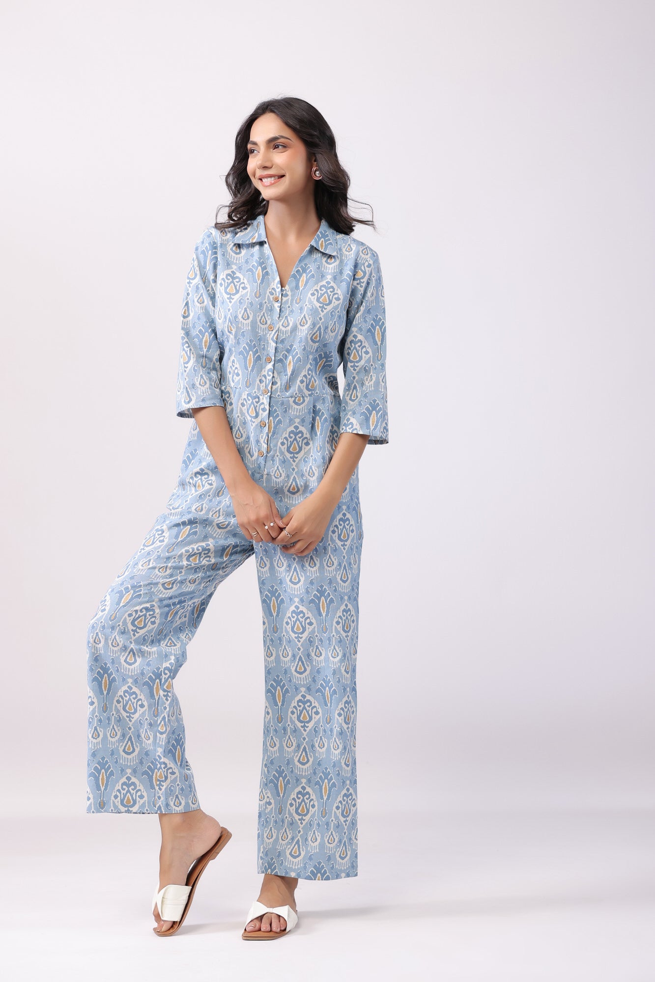 Conventional Blue Cotton Jumpsuit