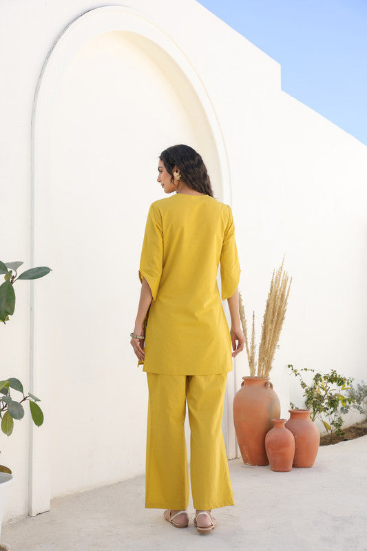 Yellow Sunflower Bliss Schiffli Co-ord Set