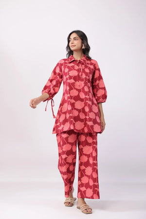 Magenta Finesse Cotton Flex Co-ord Set