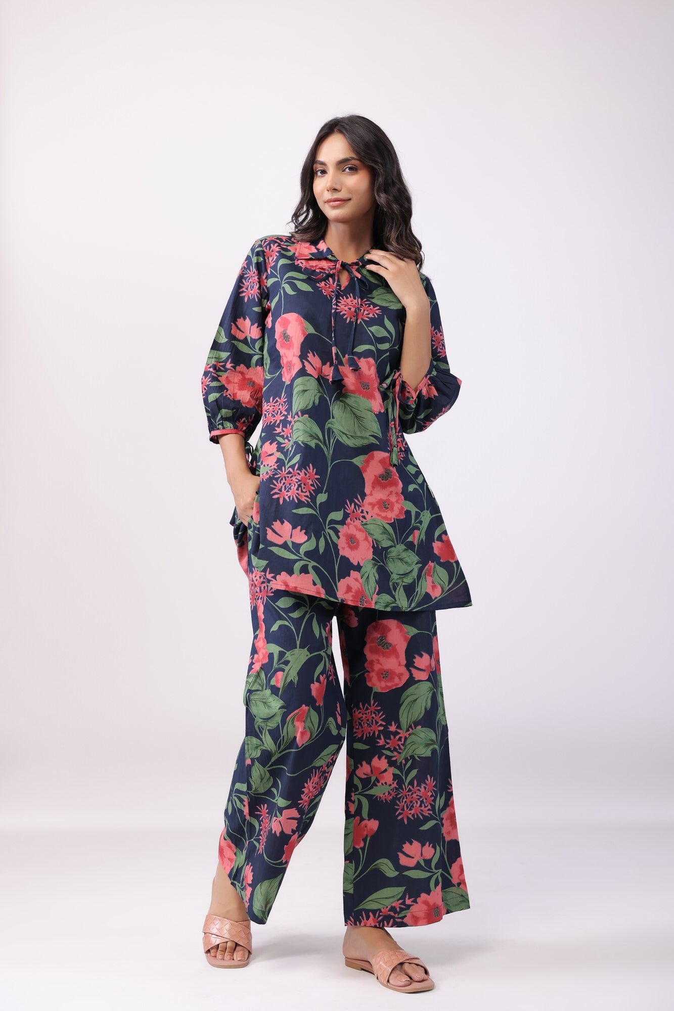 Blooming Garden Blue Cotton Co-ord Set