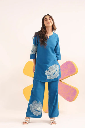 Petal Wave Cotton Flex Embroidered Co-ord Set