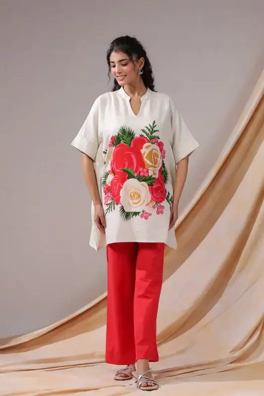 Scarlet Bloom Cotton Flex Co-ord Set