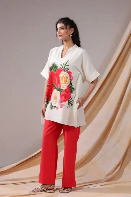Scarlet Bloom Cotton Flex Co-ord Set