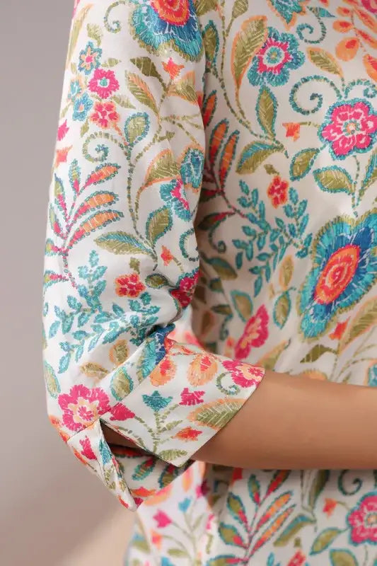 Vintage Garden Bloom Muslin Silk Shirt