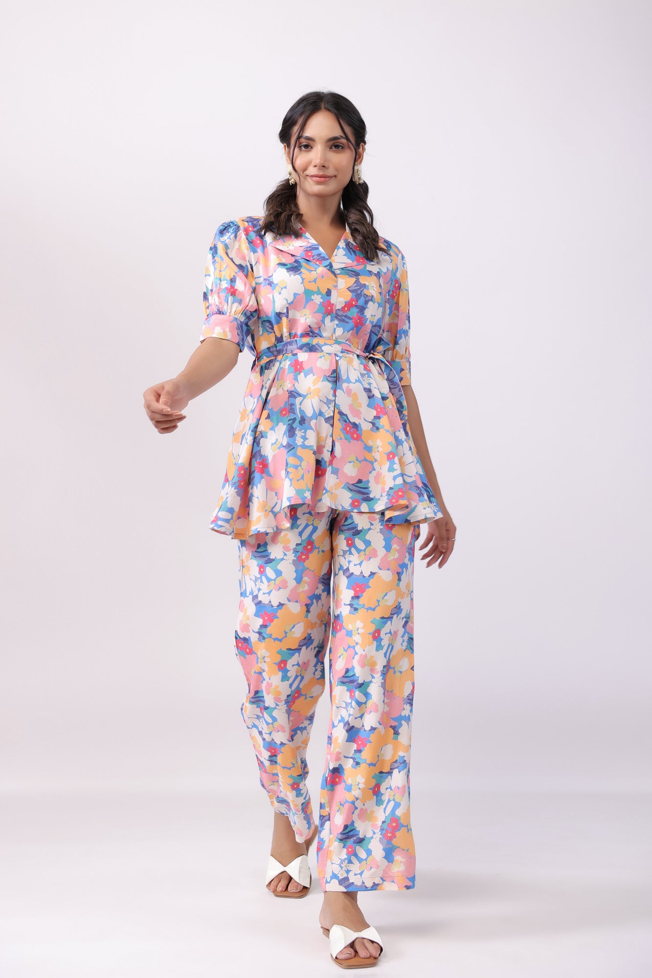 Spring Blue Russian Silk Co-ord Set