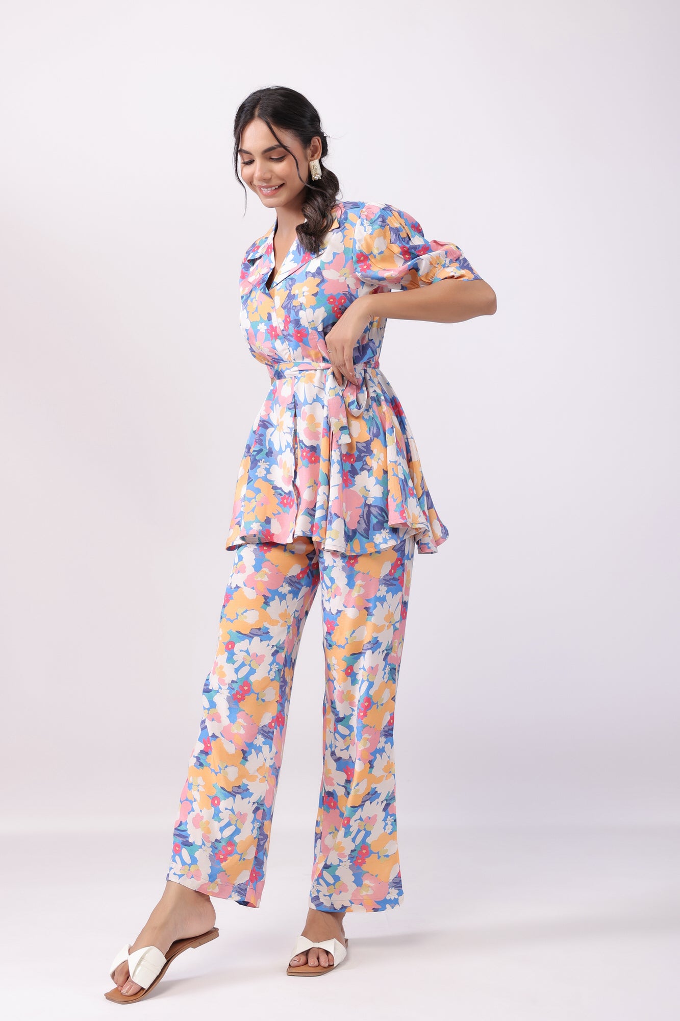 Spring Blue Russian Silk Co-ord Set