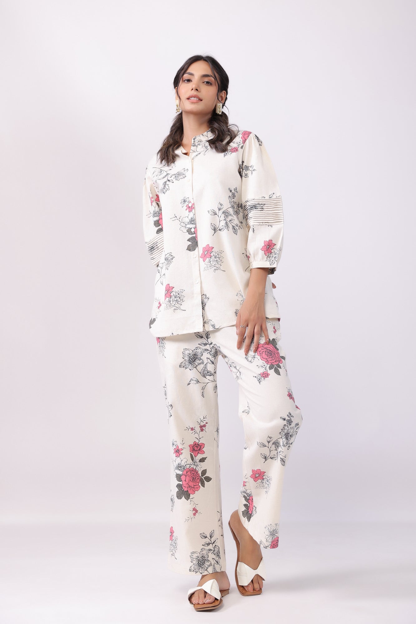 Floral Mirage Off White Cotton Co-ord Set