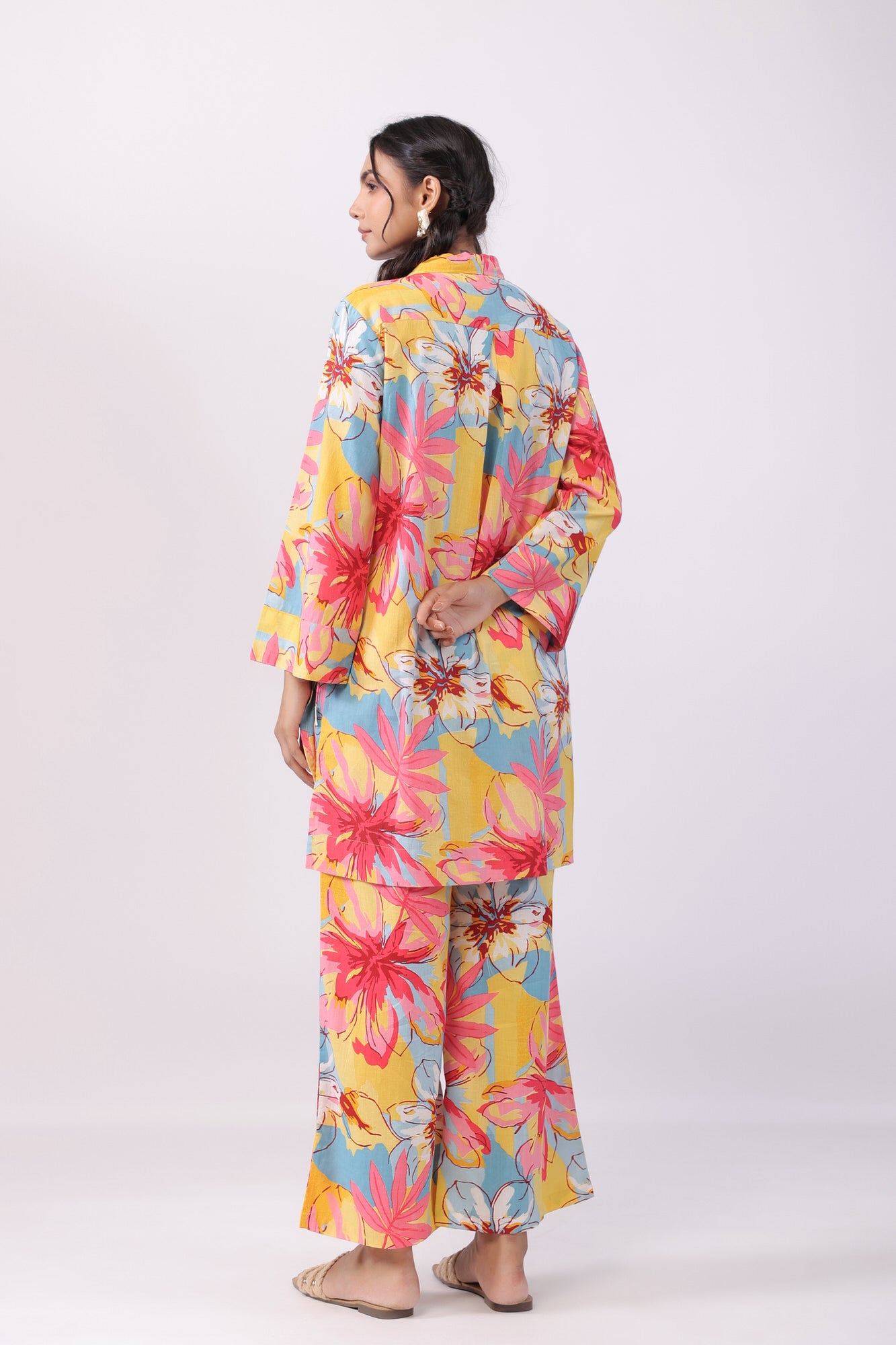 Vibrant Aster Cotton Palazzo Loungewear Set