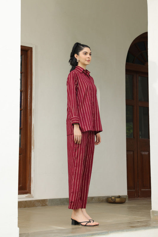 Wine Stripes Cotton Co ord set