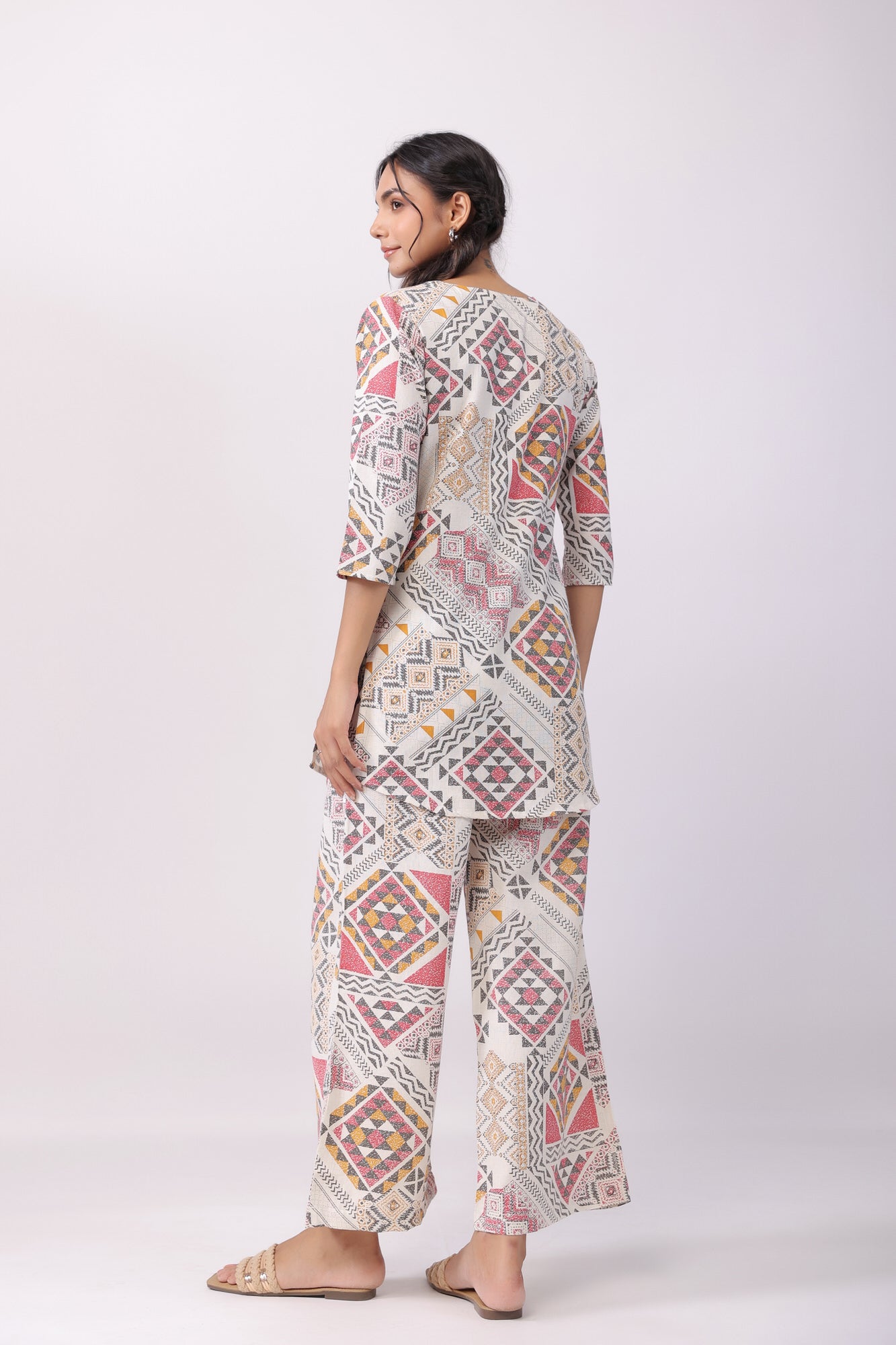 Celestial Art Multicoloured Cotton Palazzo Loungewear Set