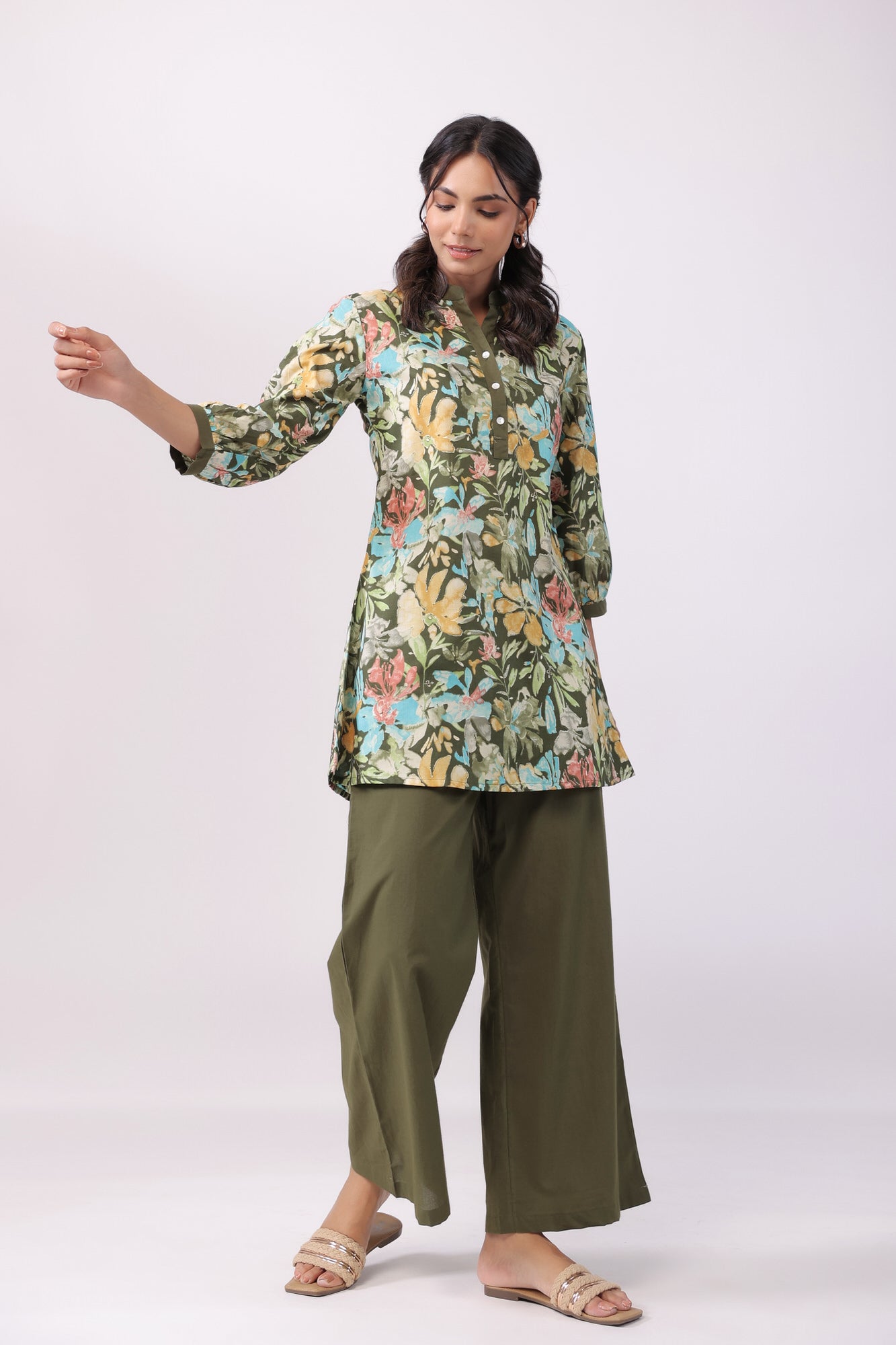 Eden Floweret Olive Cotton Co-ord Set