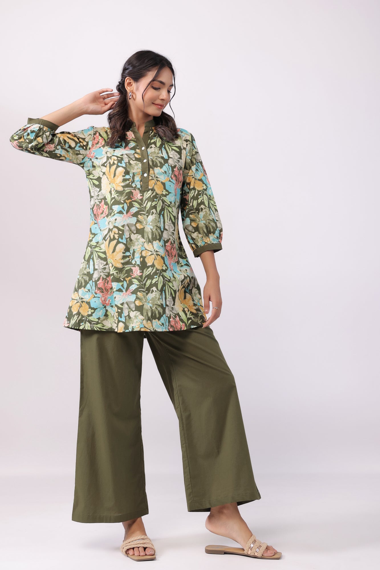 Eden Floweret Olive Cotton Co-ord Set