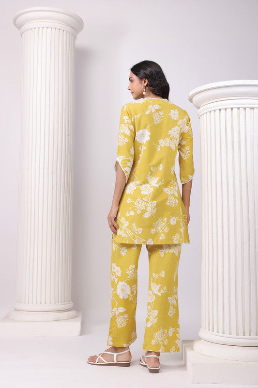 Golden Bloom Yellow Schiffli Cotton Co-ord Set