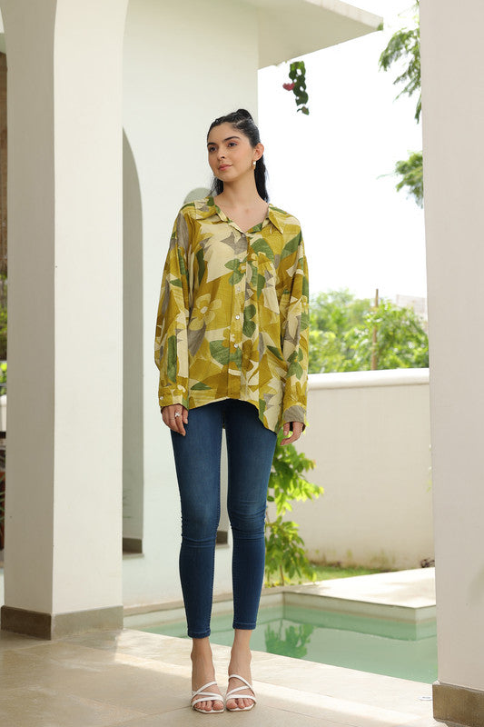 Leafy Sunshine Russian Silk Shirt