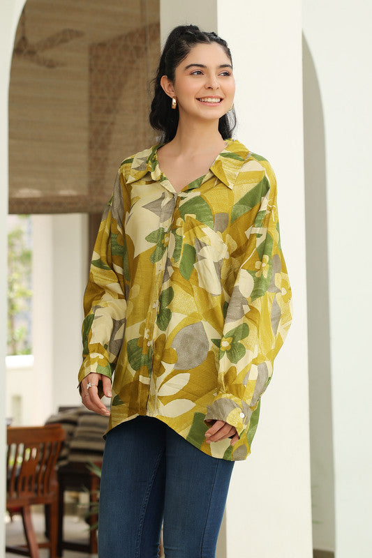 Leafy Sunshine Russian Silk Shirt