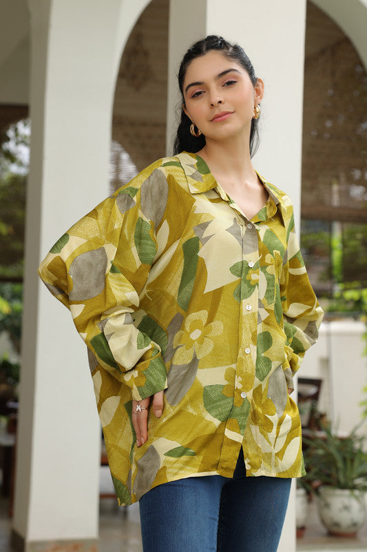 Leafy Sunshine Russian Silk Shirt