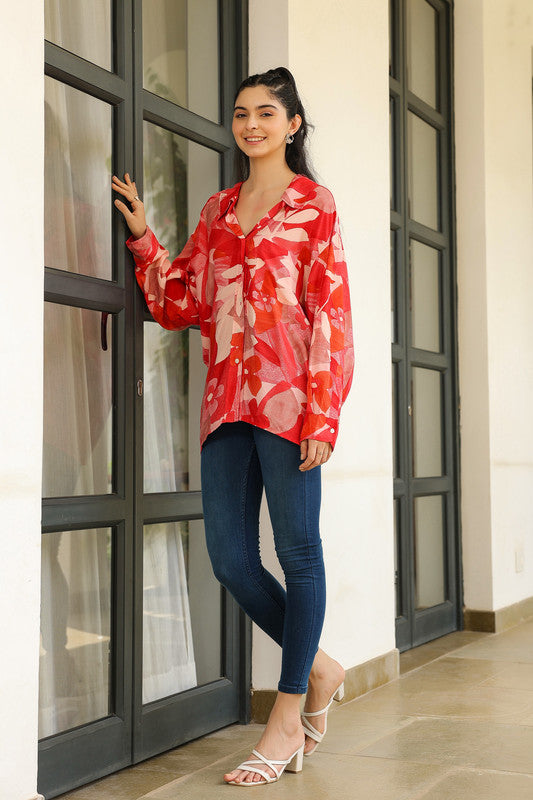 Floral Flame Russian Silk Shirt