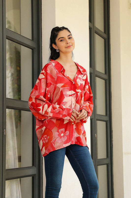 Floral Flame Russian Silk Shirt