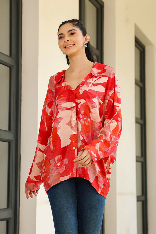 Floral Flame Russian Silk Shirt