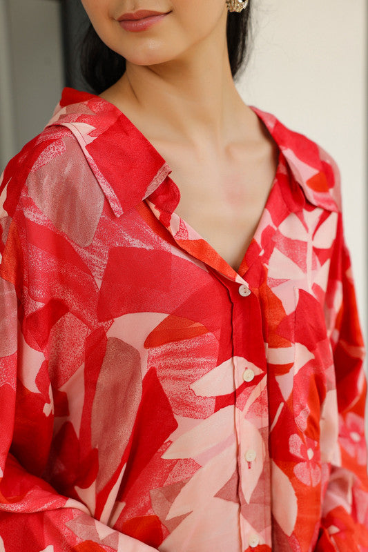 Floral Flame Russian Silk Shirt