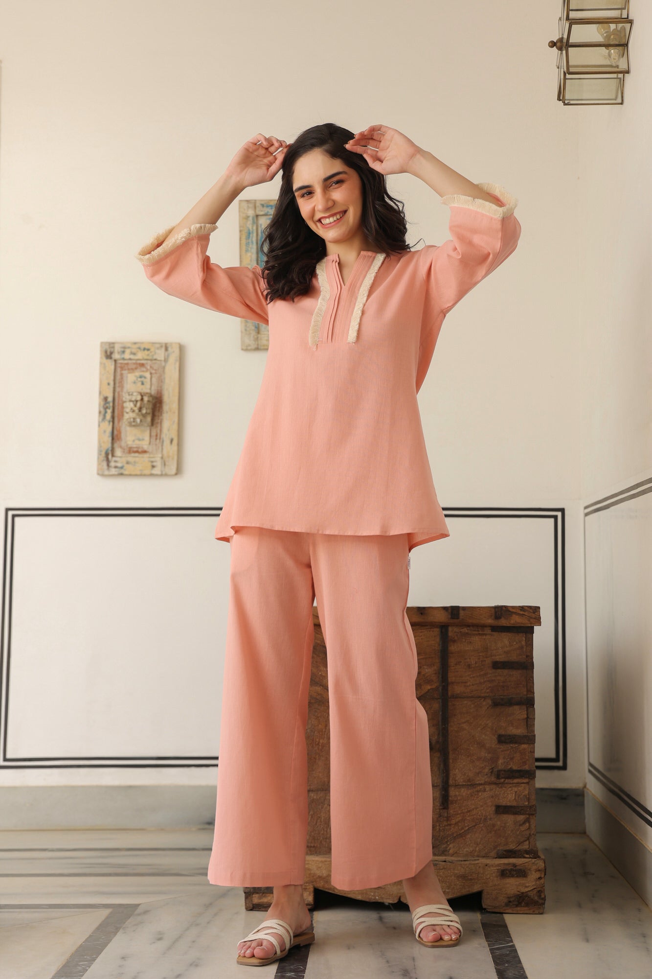 Peach Paradise Cotton Flex Co-ord Set