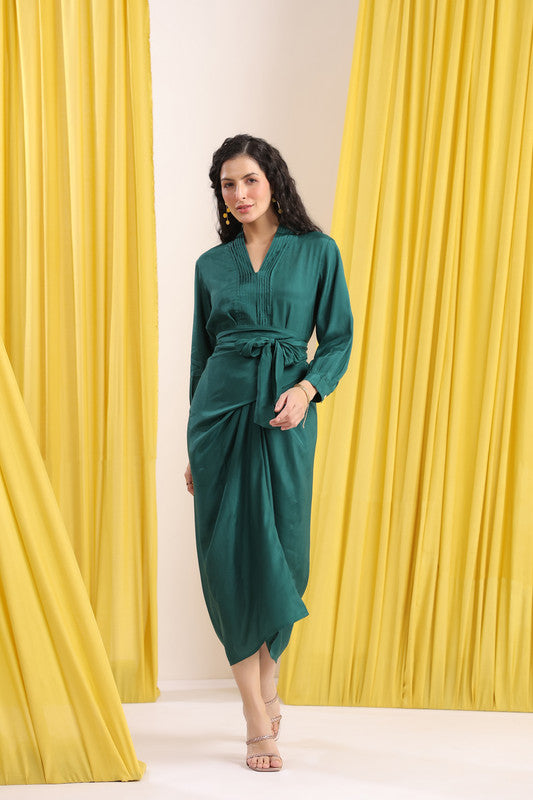Emerald Green Solid Long Sleeve Co-ord Set