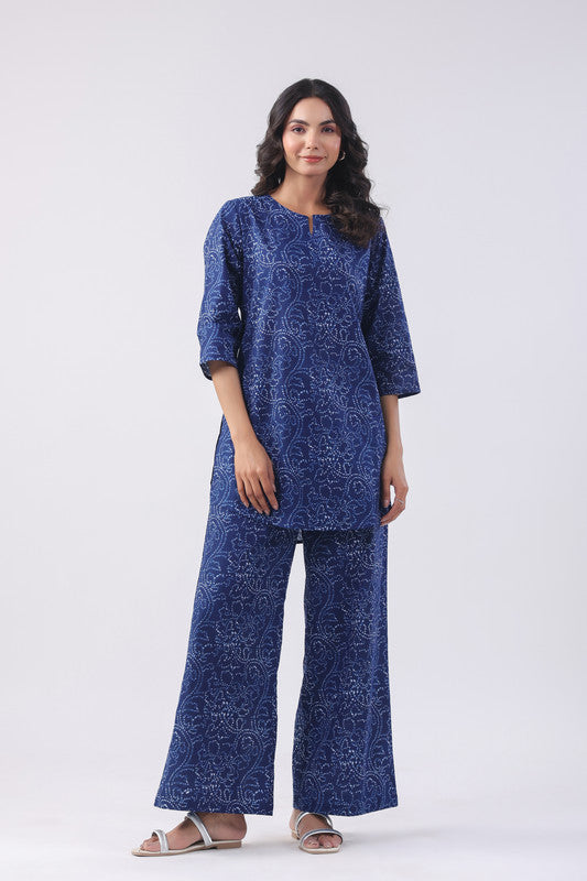 Oxford Blue Cotton Loungewear Set