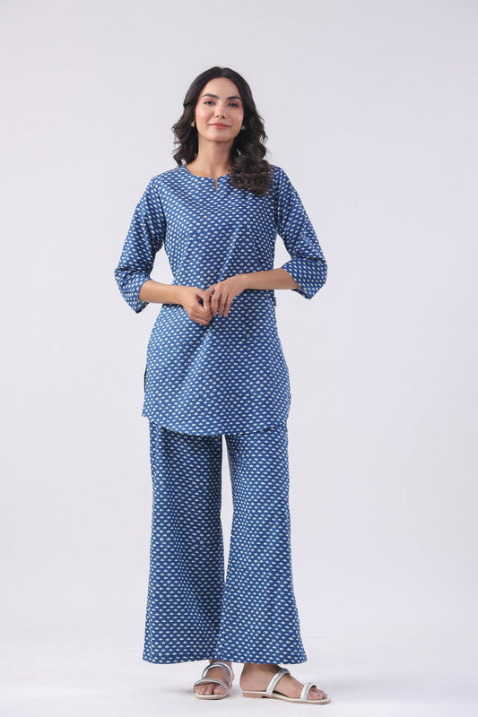 Cobalt Blue Cotton Loungewear Set