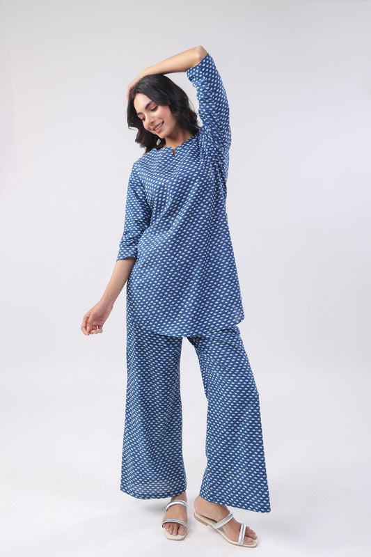 Cobalt Blue Cotton Loungewear Set