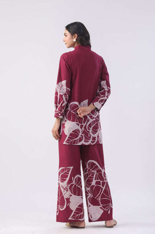 Burgundy Floral Cotton Co-ord Set