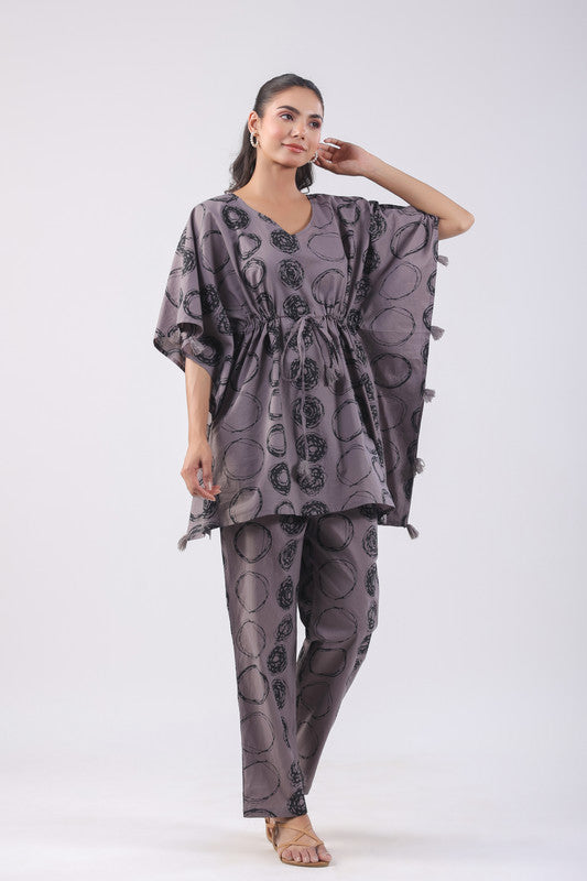 Philippine Grey Cotton Kaftan Set