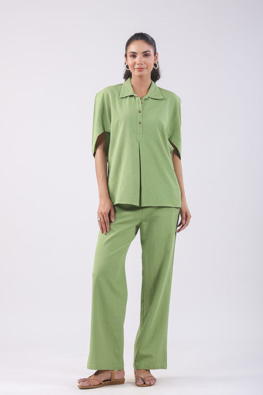 Pistachio Green Cotton Flex Co-ord Set