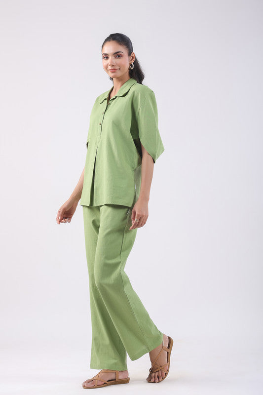 Pistachio Green Cotton Flex Co-ord Set